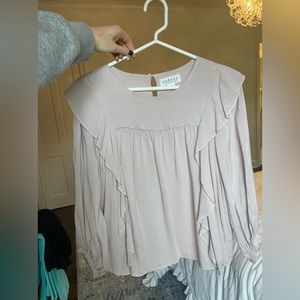 Velvet by Graham & Spencer Ruffle Long Sleeve Blouse in Blush